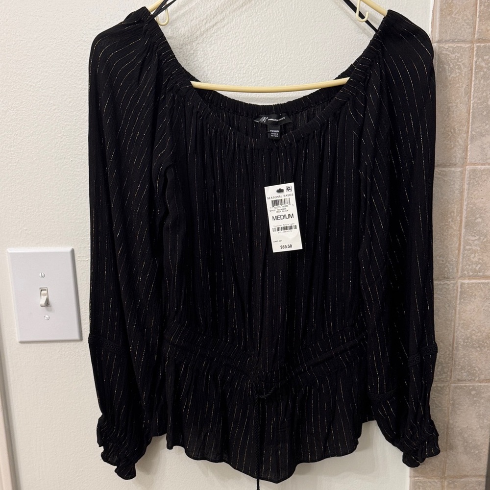 INC International Concepts Black Top with Gold Accents